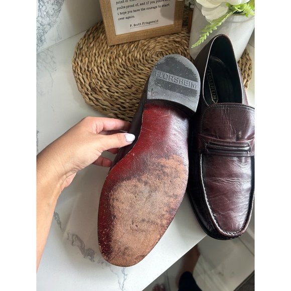 Mens Burgandy Brown Florsheim Size 12 - Picture 6 of 8